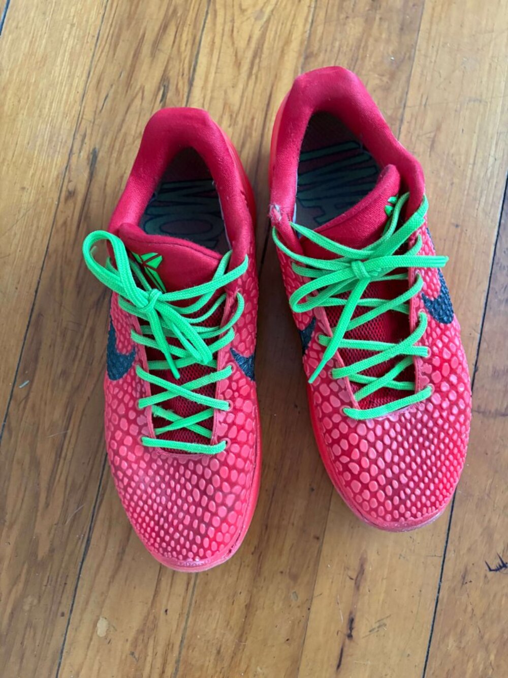 🔥 Nike Kobe 6 Reverse Grinch Red Green Men’s Basketball Sneakers Size 9.5